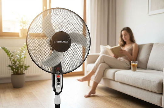 Esperanza Typhoon Ανεμιστήρας Ορθοστάτης 50W Διαμέτρου 40cm Μαύρος