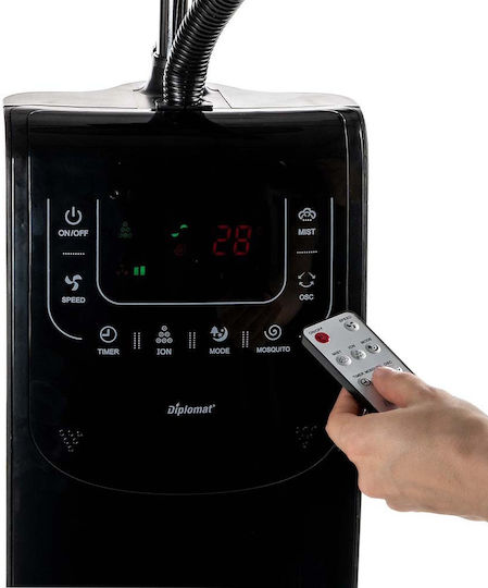 Diplomat DX-77 Phantom Ανεμιστήρας Υδρονέφωσης 90W Διαμέτρου 41cm με Τηλεχειριστήριο Μαύρος