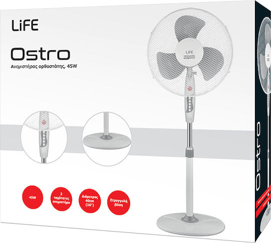 Life FS-100 Ventilator Sockel 40W Lüfterdurchmesser 40cm Weiß