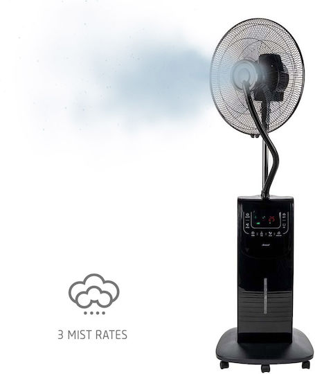 Diplomat DX-77 Phantom Ανεμιστήρας Υδρονέφωσης 90W Διαμέτρου 41cm με Τηλεχειριστήριο Μαύρος