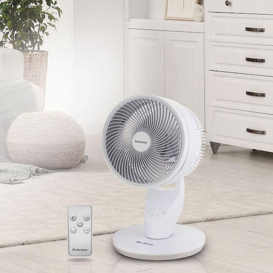 Rohnson Tabletop Fan 60W Diameter 22.5cm with Remote Control White