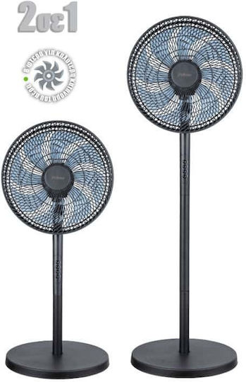 Primo PRSF-80605 Ανεμιστήρας Ορθοστάτης 60W Διαμέτρου 40cm Μαύρος