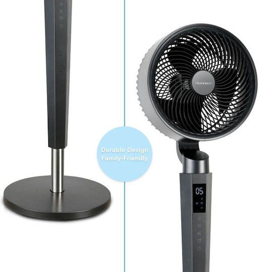 Rohnson Pedestal Fan 40W 23cm Diameter With Remote Control Black