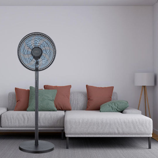 Primo PRSF-80605 Ανεμιστήρας Ορθοστάτης 60W Διαμέτρου 40cm Μαύρος