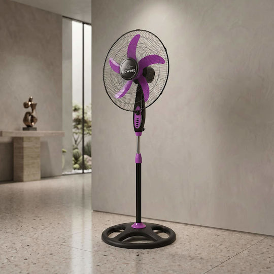 Newest FS-4525P Ανεμιστήρας Ορθοστάτης 90W Διαμέτρου 45cm Μαύρος