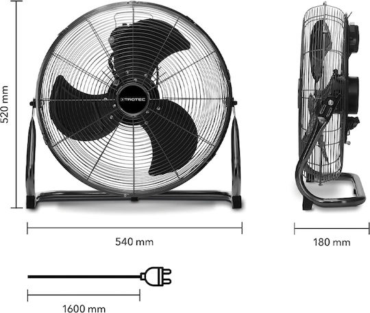 Trotec TVM19 Ανεμιστήρας Δαπέδου 115W Διαμέτρου 43cm Μαύρος