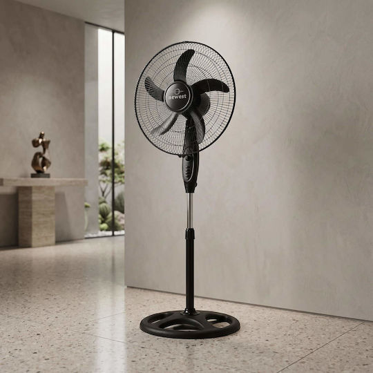 Newest FS-4525B Ανεμιστήρας Ορθοστάτης 90W Διαμέτρου 45cm Μαύρος