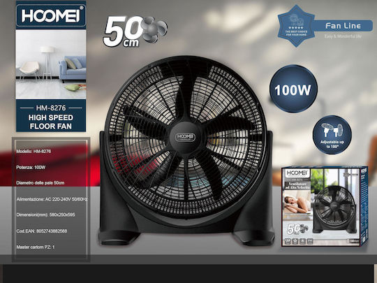 Hoomei Bodenventilator 90W Lüfterdurchmesser 45cm Schwarzer