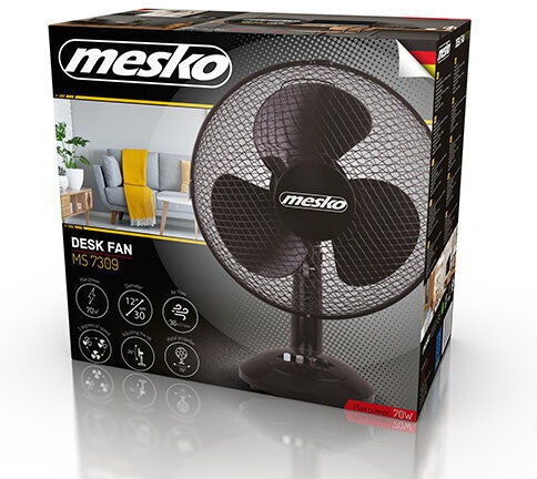 Mesko MS-7309B Επιτραπέζιος Ανεμιστήρας 70W Διαμέτρου 30cm Μαύρος