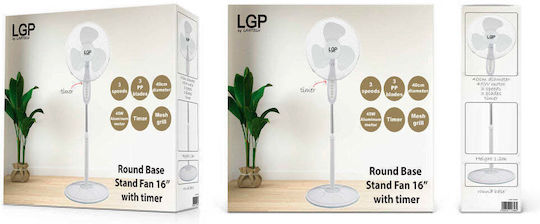 Lamtech Pedestal Fan 45W 40cm Diameter White