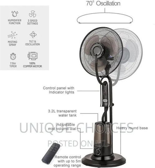 Misting Fan 75W Fan Diameter 40cm Black