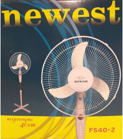 Newest FS-40-2 Ανεμιστήρας Ορθοστάτης 50W Διαμέτρου 40cm Λευκός