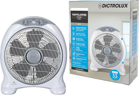 DictroLux 586009 Επιτραπέζιος Ανεμιστήρας 40W Διαμέτρου 33cm Λευκός