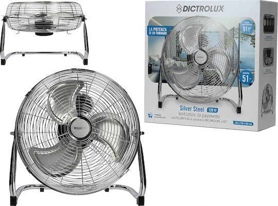 DictroLux 586125 Ανεμιστήρας Δαπέδου 120W Διαμέτρου 51cm Ασημί