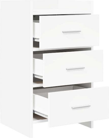 Metal Bedside Table with White Glass Surface 40x36x70cm