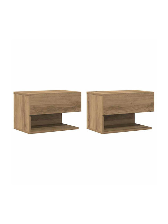Wooden Brown Bedside Tables 2 Pieces 46x29.5x30cm