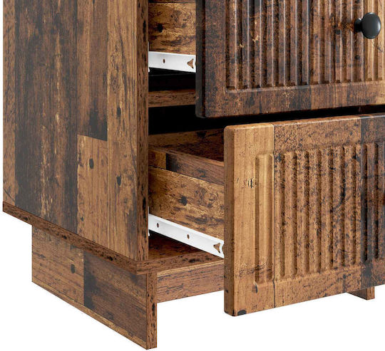 Нощно Шкафче Дървено с Метални Крака Черно 43x41x66.5см