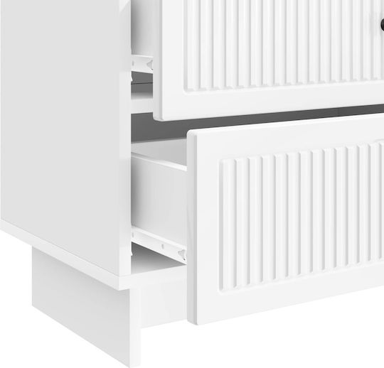 White Wooden Bedside Table 62x34.5x47.5cm