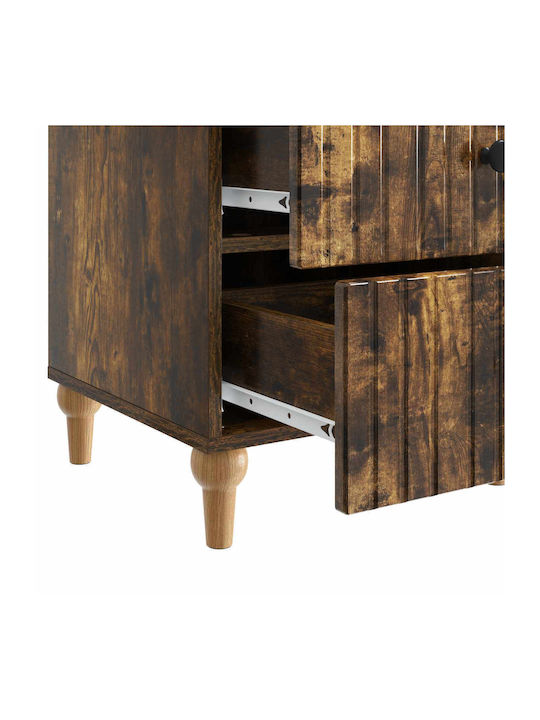 Wooden Bedside Table with Brown Metal Legs 43x41x66.5cm