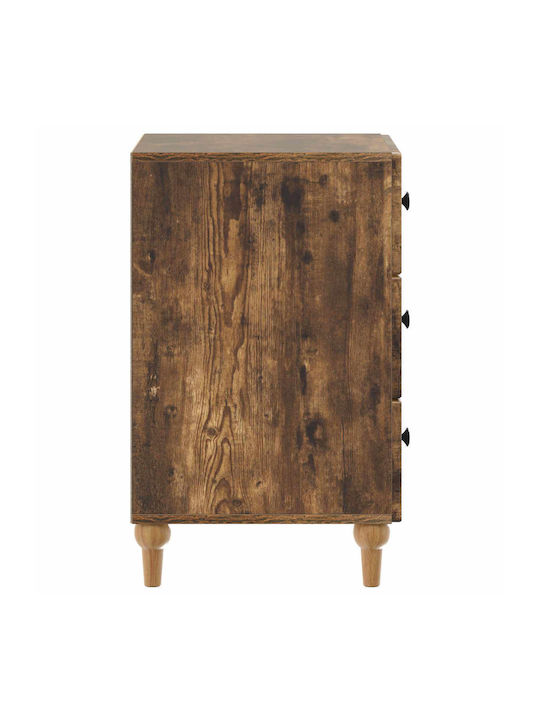 Wooden Bedside Table with Brown Metal Legs 43x41x66.5cm