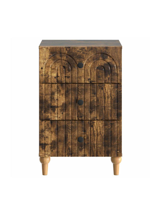 Wooden Bedside Table with Brown Metal Legs 43x41x66.5cm
