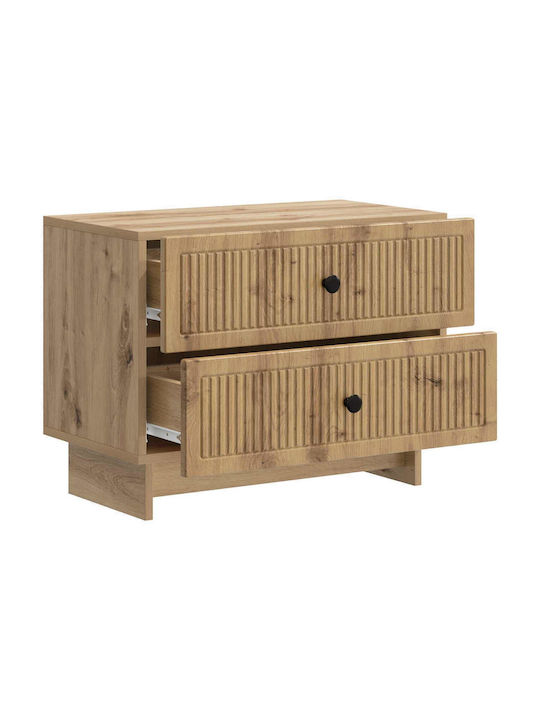 Wooden Bedside Table Brown 62x34.5x47.5cm