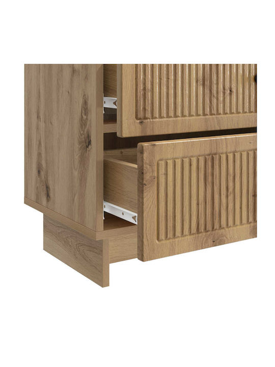 Wooden Bedside Table Brown 62x34.5x47.5cm