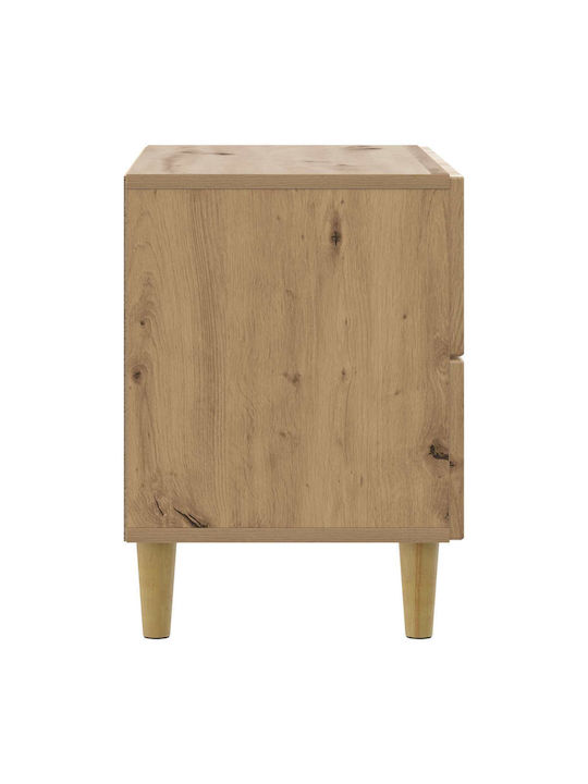 Wooden Bedside Table Brown 62x34.5x48cm