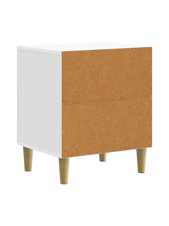 Wooden Bedside Table White 43x34.5x50cm