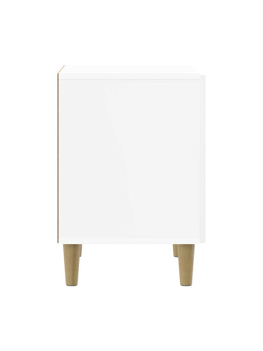 Wooden Bedside Table White 43x34.5x50cm