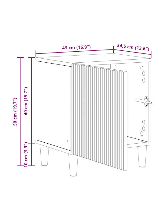Wooden Bedside Table White 43x34.5x50cm