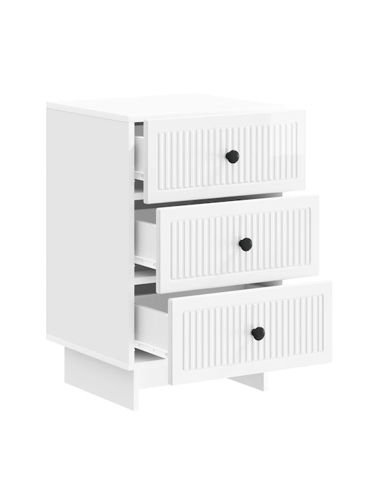 Wooden Bedside Table White 43x41x66.5cm