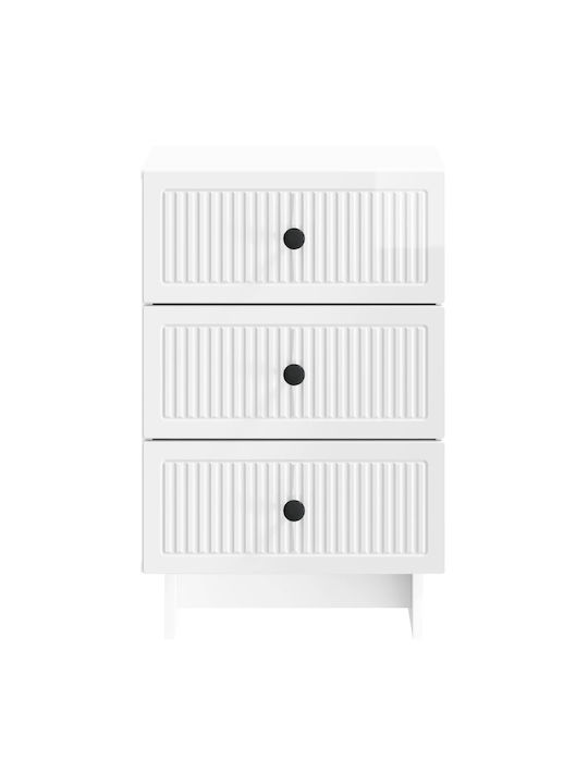 Wooden Bedside Table White 43x41x66.5cm
