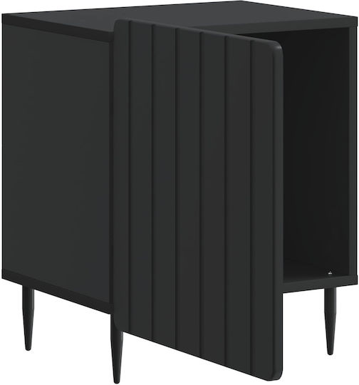Нощни Шкафчета Дървени с Метални Крака Черни 2 Бройки 43x34.5x52см