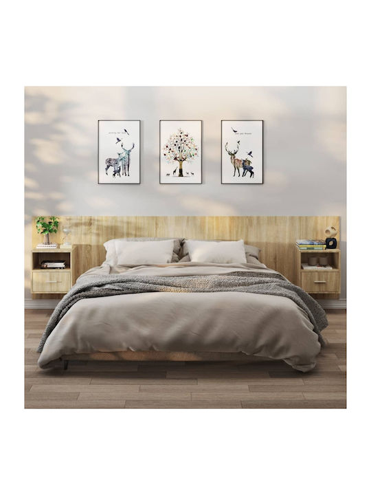 Noptiere Dormitor Din Lemn Bej 2 Bucăți 48.5x32.5x80cm