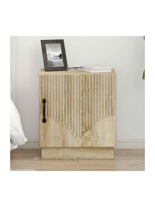 Wooden Bedside Tables With Black Metal Legs 2 Pieces 43x34.5x47cm