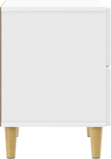 White Wooden Bedside Tables 2 Pieces 43x34.5x48cm