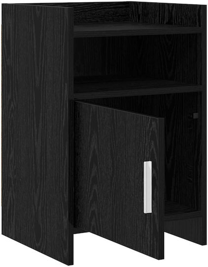 Metal Bedside Table With Black Glass Surface 40x36x60cm