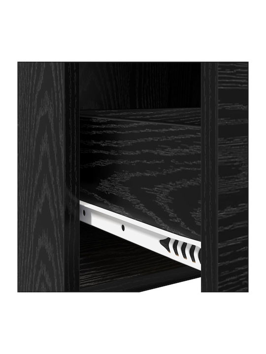 Metal Bedside Table with Black Glass Surface 40x36x70cm