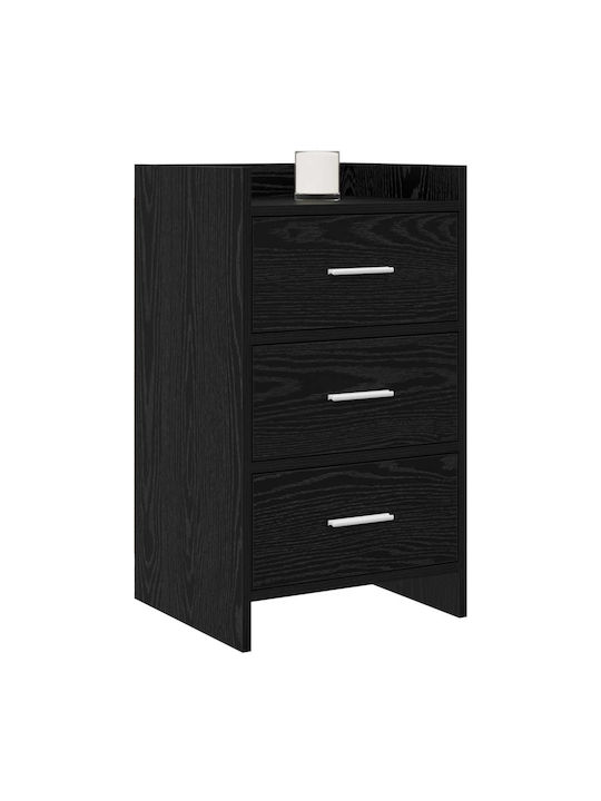 Metal Bedside Table with Black Glass Surface 40x36x70cm