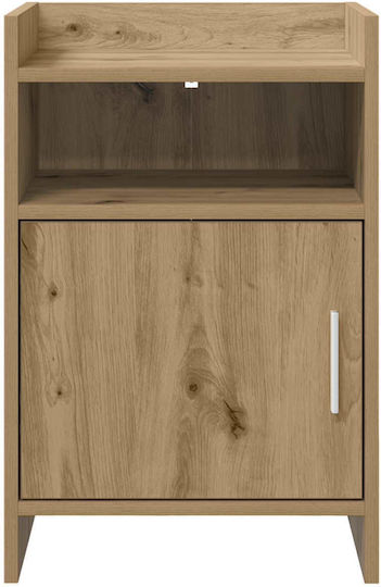Metal Bedside Table with Brown Glass Surface 40x36x60cm