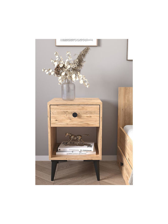 Bedside Table Amari Wooden Beige 43x43x67.5cm
