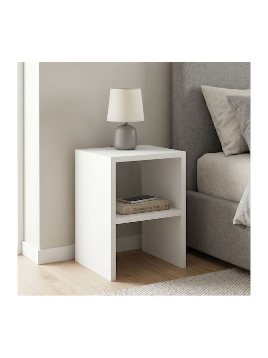 Bedside Table Smile Wooden White 30x30x40cm