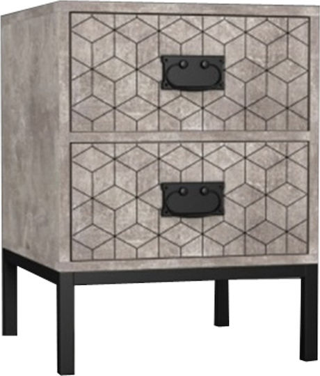Rubik Wooden Grey Bedside Table 50x35x55cm Rubik Wooden Grey Bedside Table 50x35x55cm