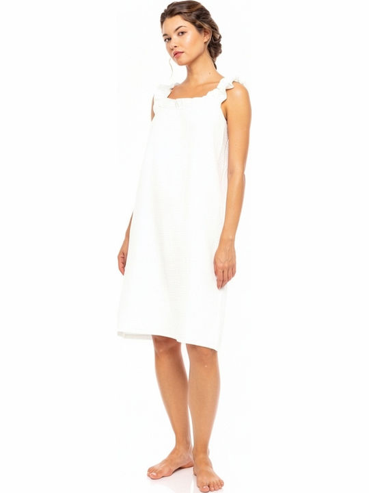 Pink Label Sommerliches Damen-Nachthemd Weiß