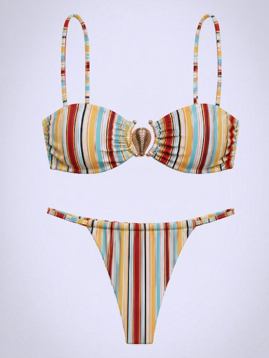 Set Bikini 3 Τεμαχίων Ριγέ Ριγέ