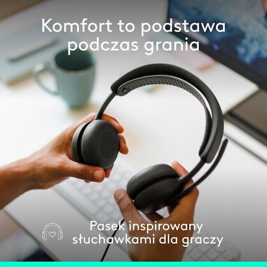 Logitech Zone Wired 2 On Ear Multimedia Headset With Microphone And USB-A / USB-C Connectivity In Grey Colour