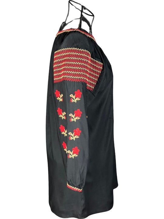 Bluza Damă Bumbac Mânecă Lungă Alb/Portocaliu