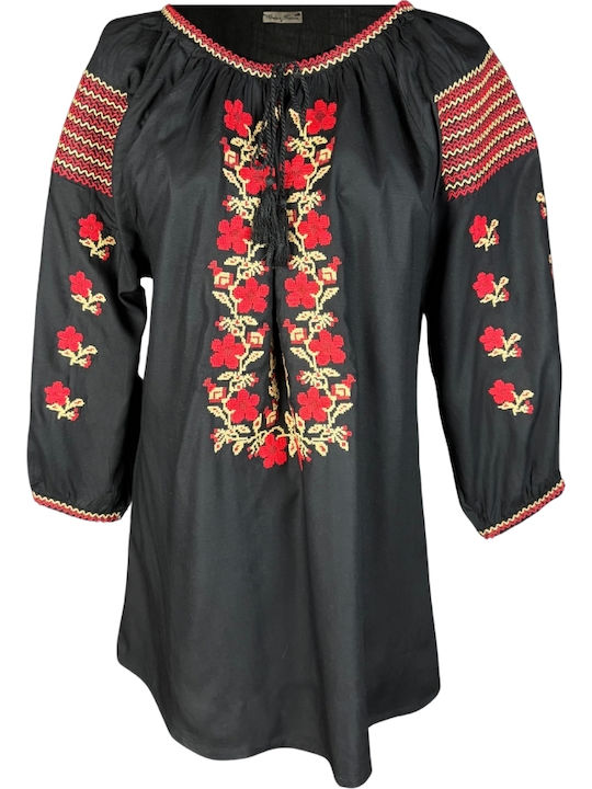 Bluza Damă Bumbac Mânecă Lungă Alb/Portocaliu