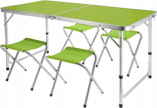 Set Masă din Aluminiu pentru Camping Pliabil în Valiză 28x28x33cm Verde